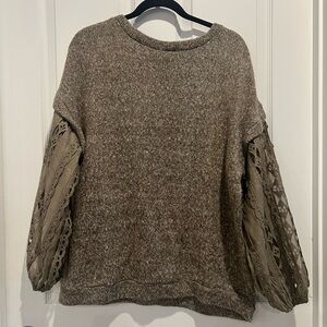 Gimmicks BKE Sweater Womens Knit Wool Blend Lace Oversized Boho Cottage Medium